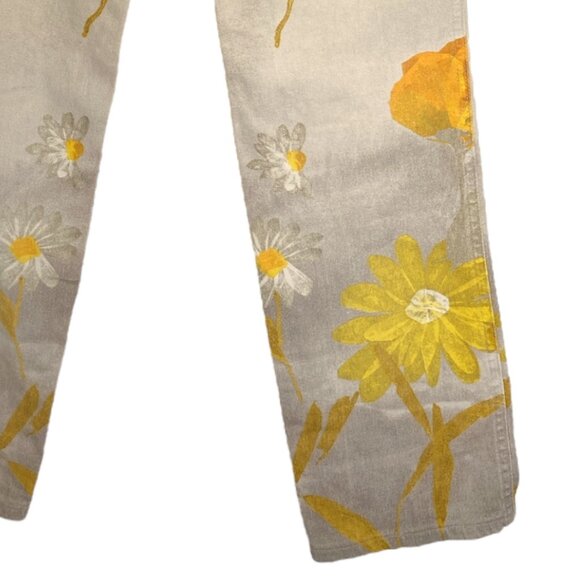 RARE SS2000 Roberto Cavalli Jeans Vintage Y2k Gray Yellow Floral Jeans Size 27 - Picture 7 of 13